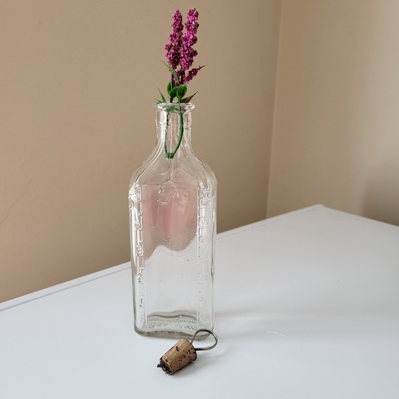 Vintage Antique Rex Oval Clear Glass Prescription Bottle with Cork Stopper - Picture 7 of 16